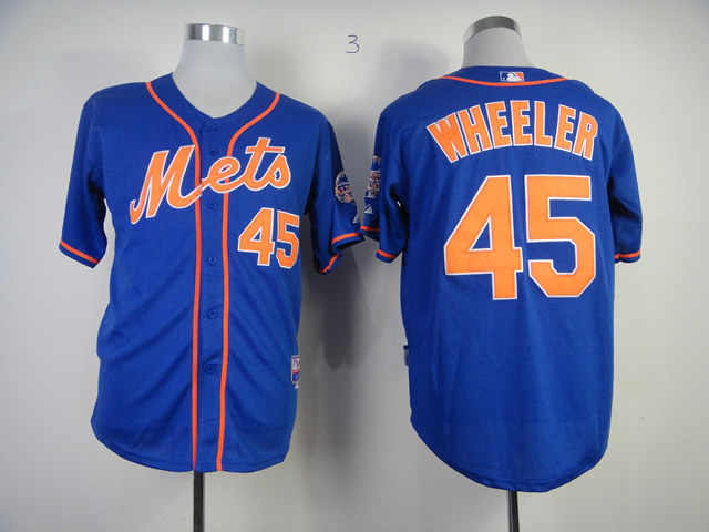 Men New York Mets #45 Wheeler Blue MLB Jerseys->new york mets->MLB Jersey